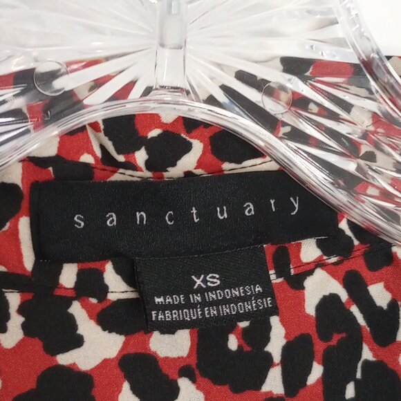 Sanctuary Black & Red Mod Cheetah Print Blouse - Picture 2 of 9